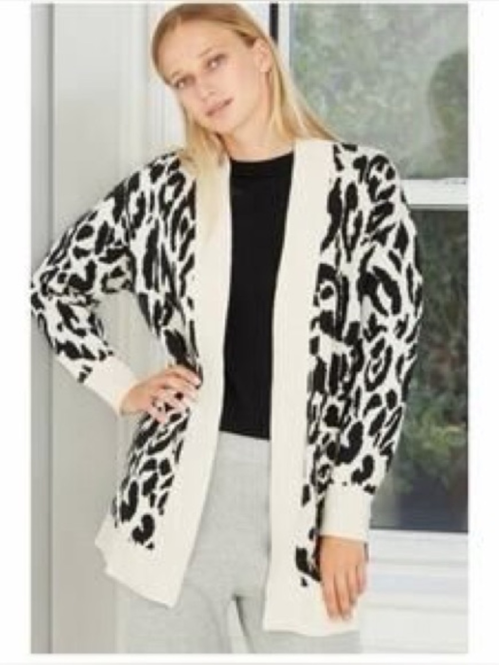 Who What Wear Leopard Print Open Front Cardigan Sweater XL
